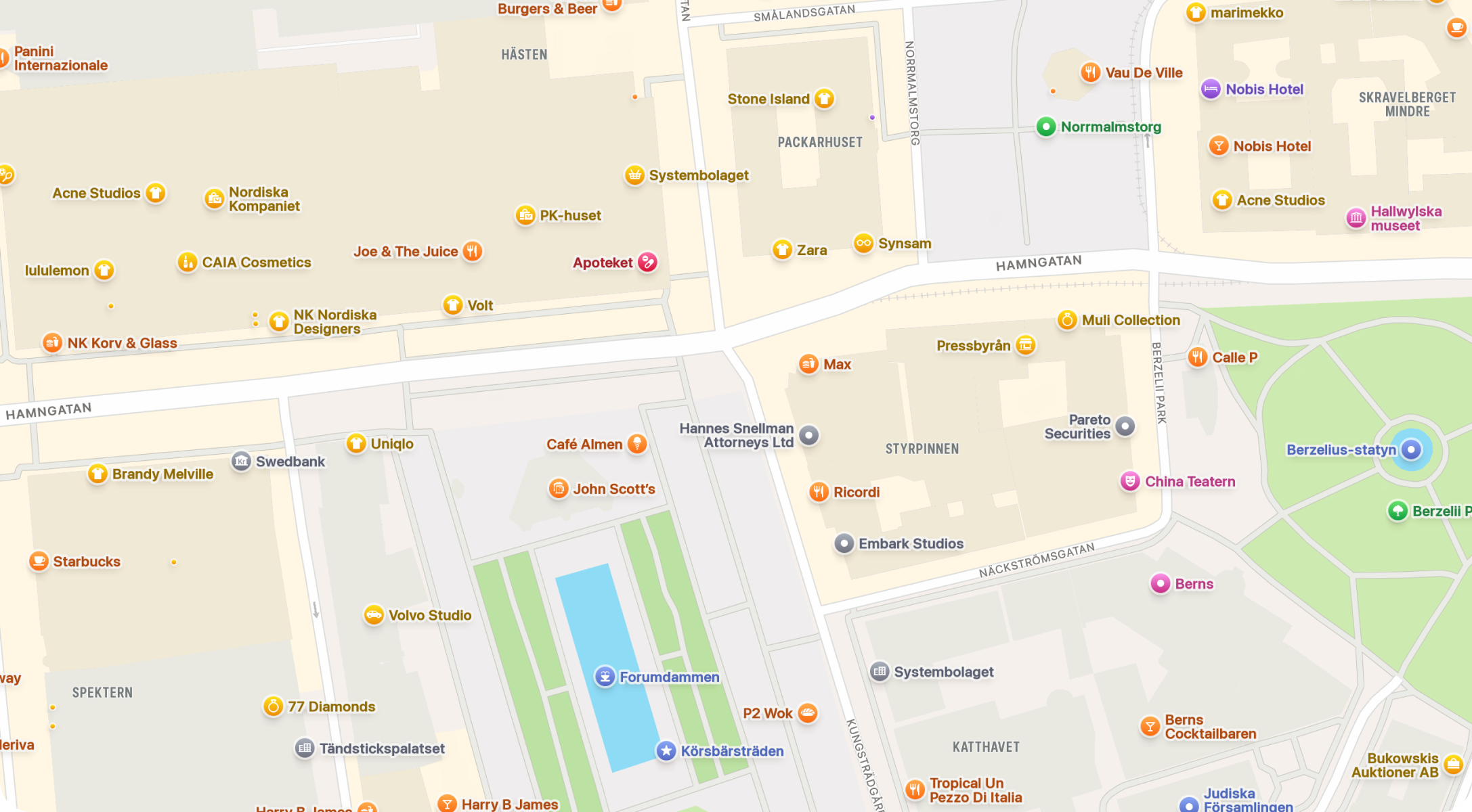 Stockholm Apple Maps with Passby Pins